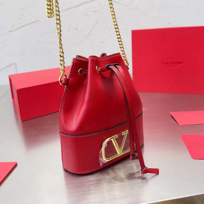 Valentino Garavani VLogo Small Leather Bucket Bag